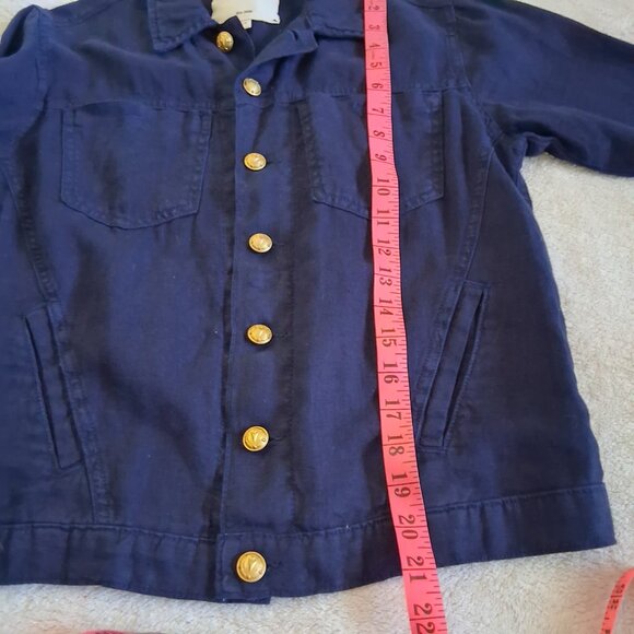 L'Agence Women's Size Small Navy Marine Celine Linen Lightweight Jacket - Picture 15 of 16